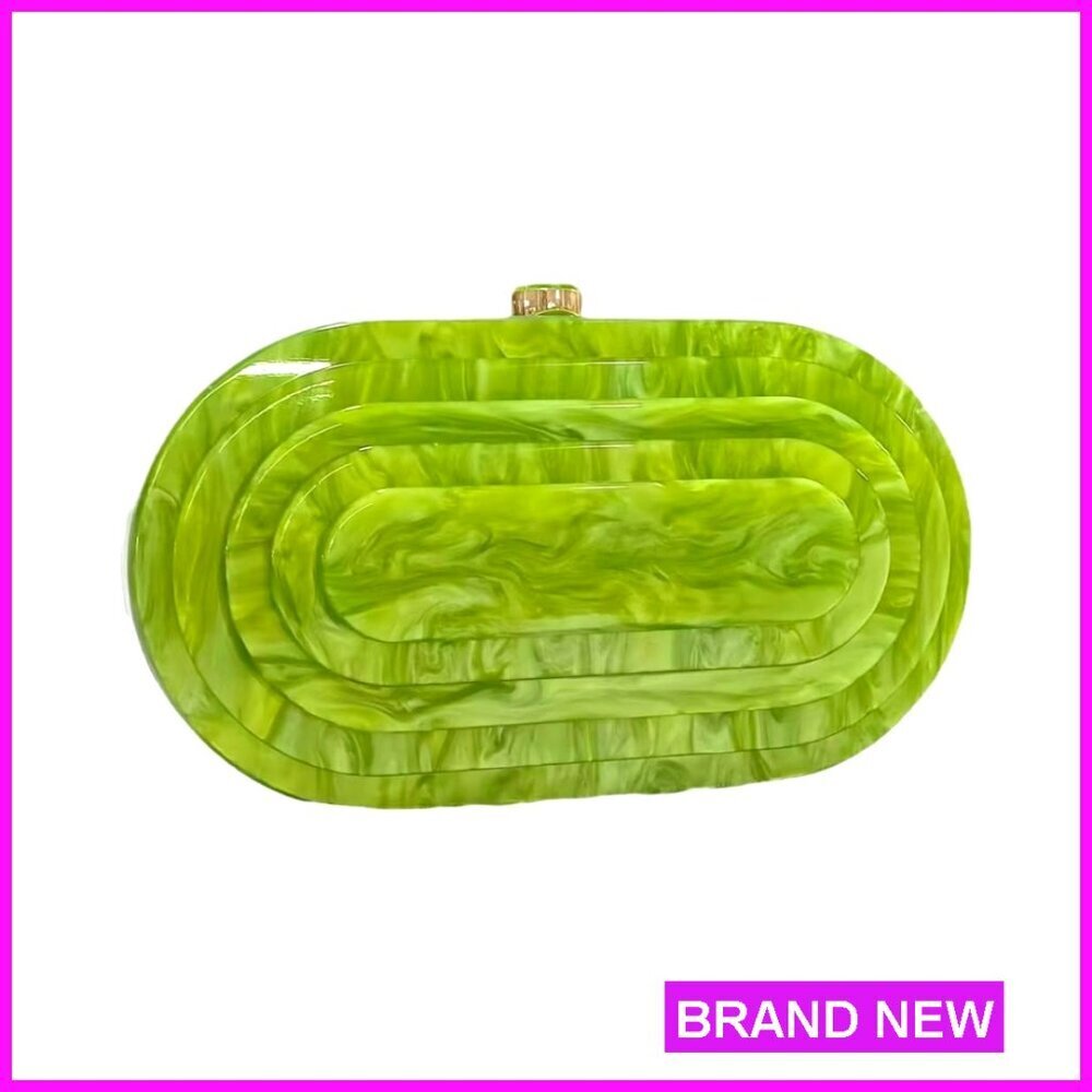 Acrylic Evening Clutch Bag Shell Shape Shoulder Crossbody Glitter Marble Purse